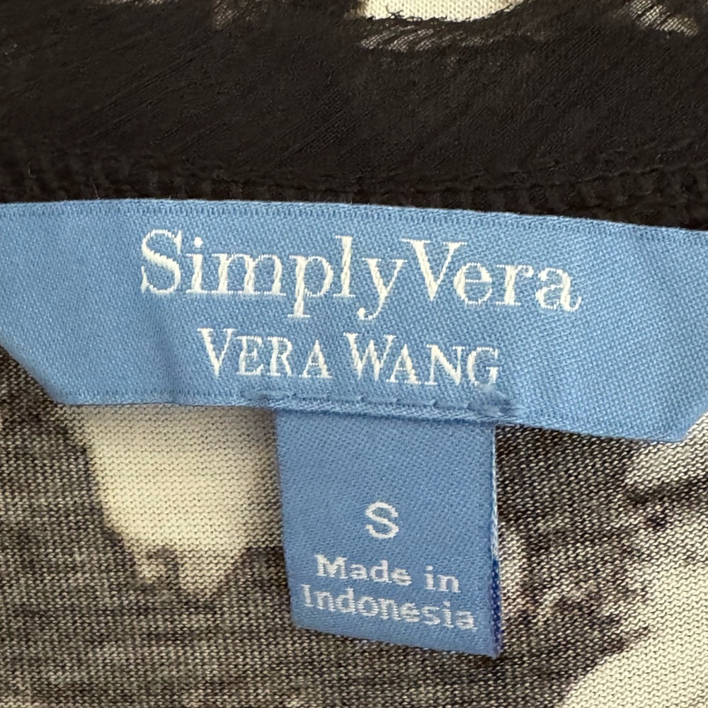 E-141 Simply Vera Vera Wang Black White & Gray Sleeveless Summer Blouse Size S - Picture 11 of 14